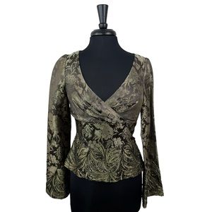 Carmen Marc Valvo Signature Beaded Jacquard Blouse Formal NWT Evening Wear